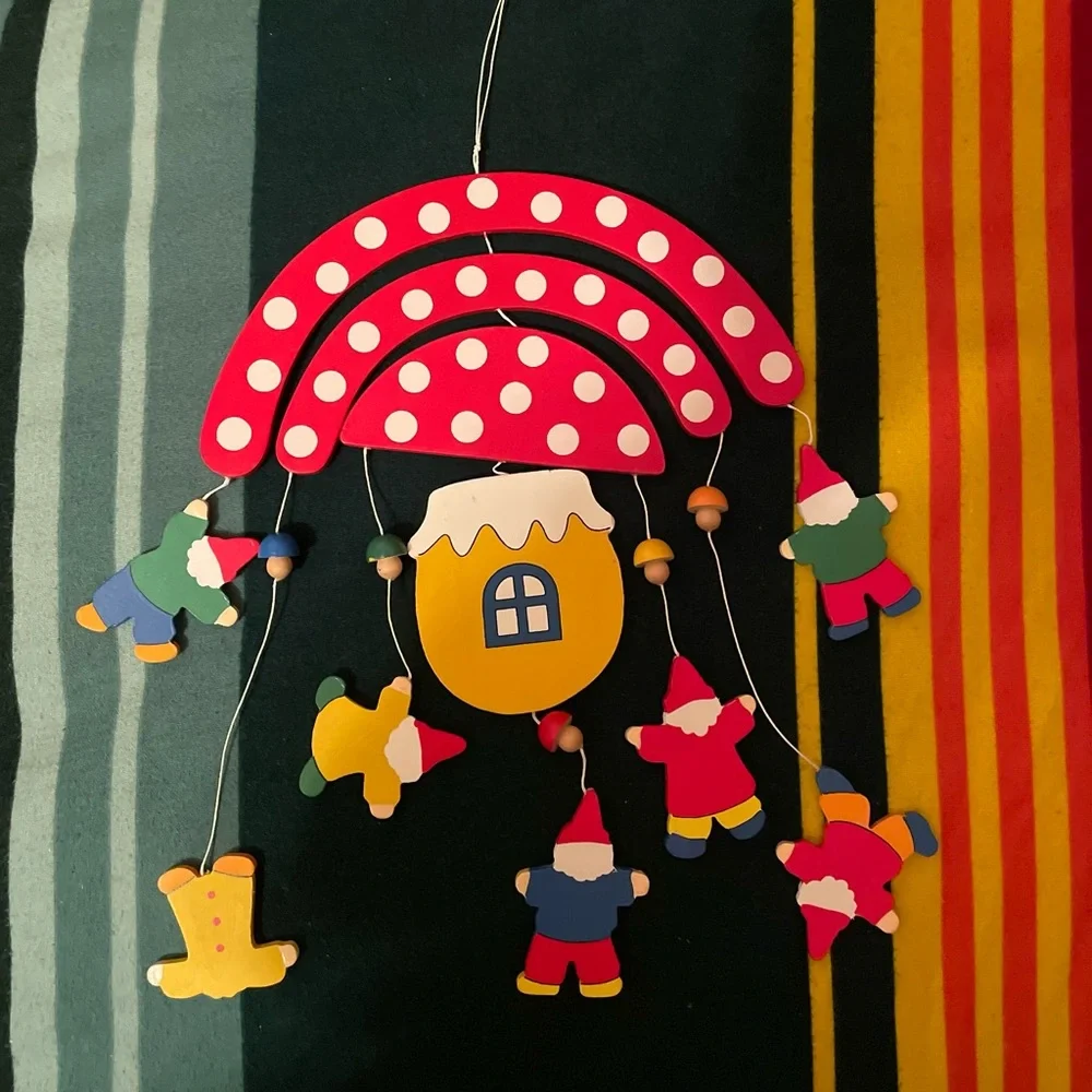 Wooden Mushroom Gnome Baby Mobile Made in Germany 🍄❤️🌲 - Picture 6 of 7